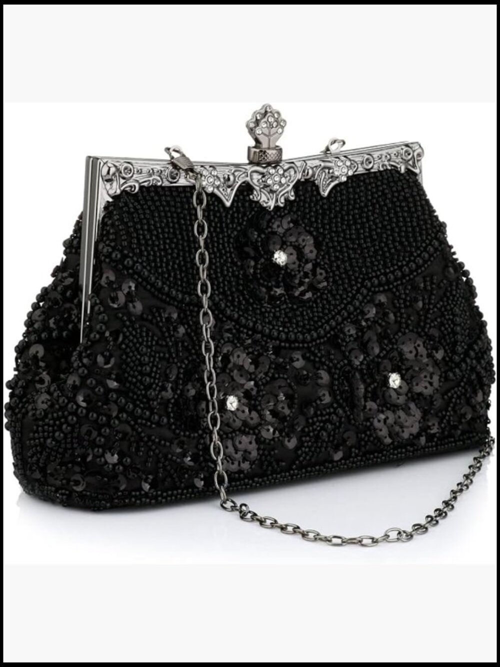 Vintage Beaded Clutch Evening Bag Flapper Handbag Wedding Party Pearls